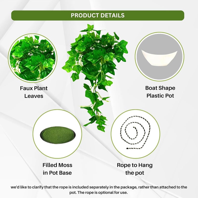 fancymart Elegant Artificial Plant Falling Leaves with Pot for Home & Office Decor – Versatile Potted Plant for Tabletop, Shelves, or Hanging Display - Image 2