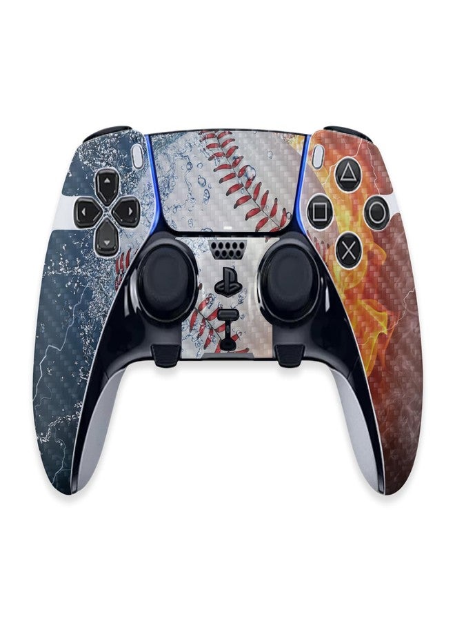 MIGHTY SKINS MightySkins Carbon Fiber Skin Compatible with PS5 DualSense Edge Controller - Baseball Fire Protective, Durable Textured Carbon Fiber Finish Easy to Apply, Remove, and Change Styles Made in The USA - Image 2