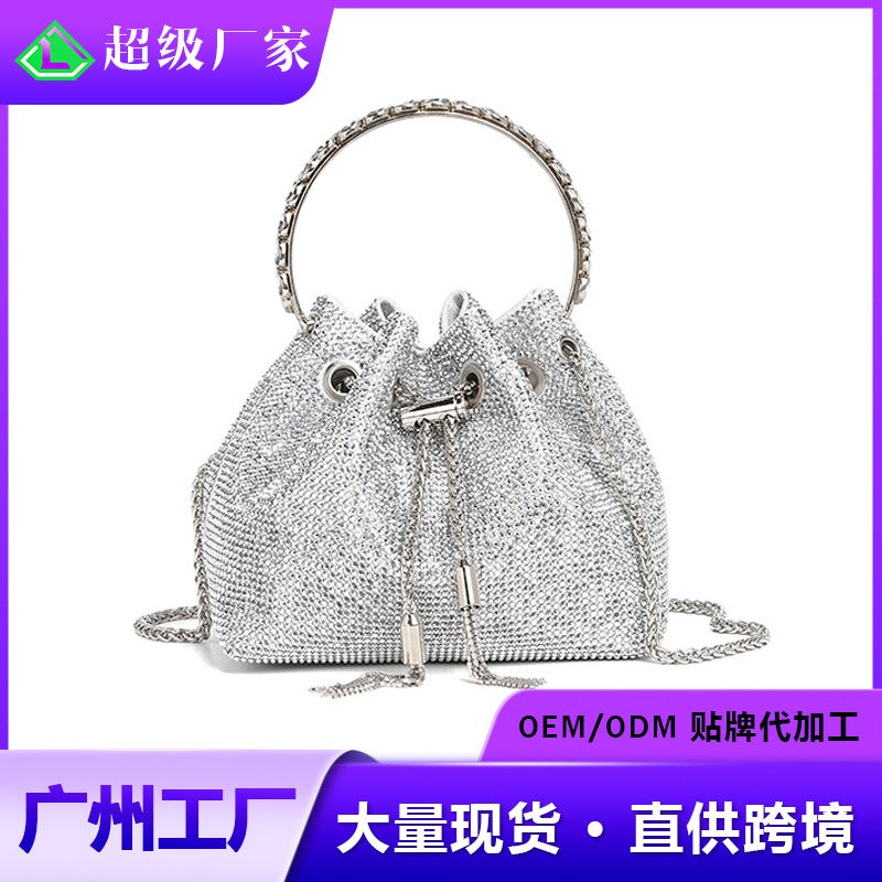Evening Bag Women'S Bag 2026 Spring New Fashion Korean Style Chain Full Rhinestone Shoulder Crossbody Rhinestone Bag Sale - Image 2