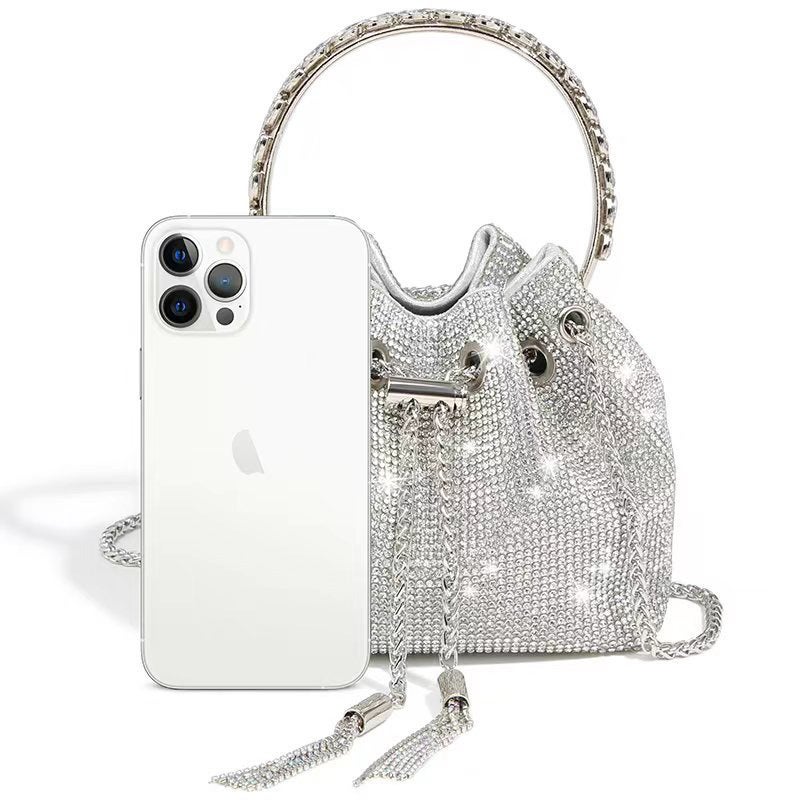 Evening Bag Women'S Bag 2026 Spring New Fashion Korean Style Chain Full Rhinestone Shoulder Crossbody Rhinestone Bag Sale - Image 4