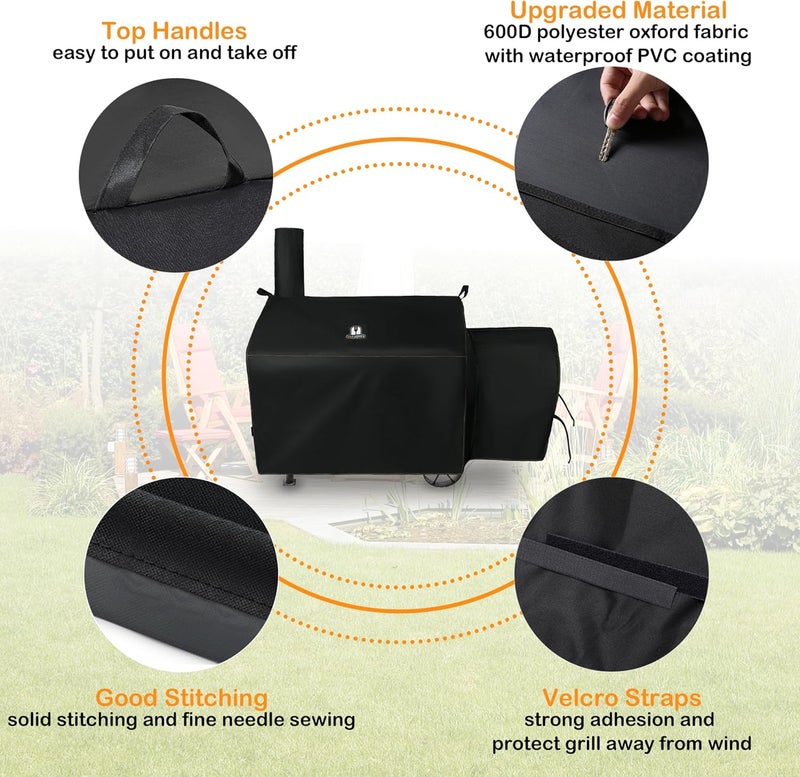 SUPJOYES Grill Cover for Oklahoma Joe's Highland Offset Smoker, Heavy Duty Waterproof Oklahoma Joe Smoker Accessories - Image 3