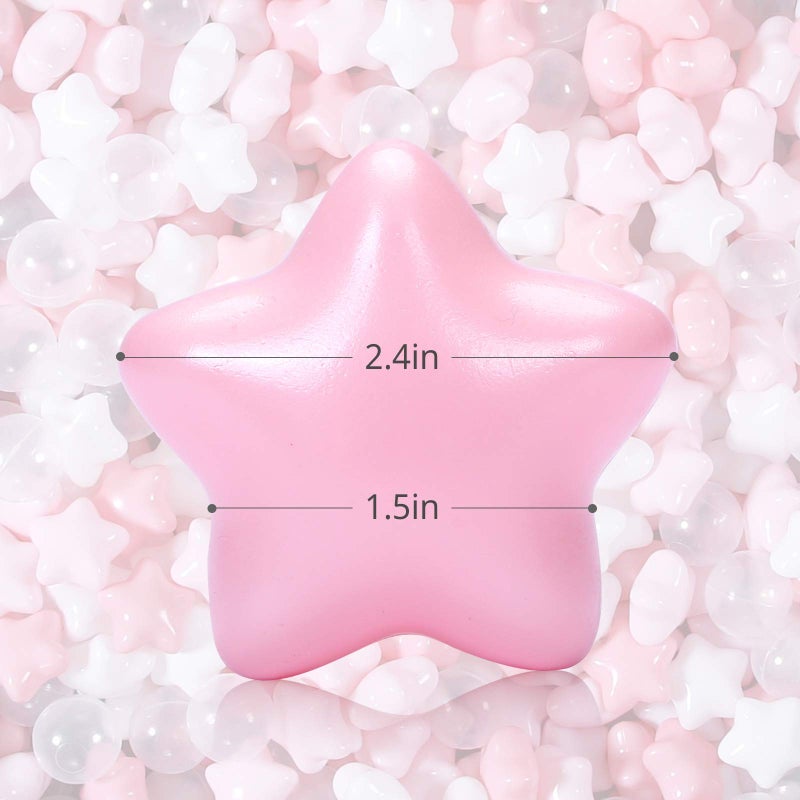 Trendplay Star Ball Pit Balls للأطفال الصغار - 50 Count Star Balls أشكال مختلفة للمهرجان الديكور الحفلات في الهواء الطلق للأطفال (Clears Pink White) - Image 3