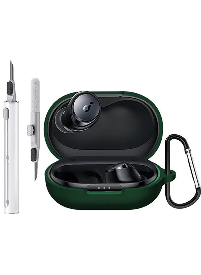 Silicone Case for Anker Soundcore Space A40 Case Cover with Keychain/Cleaner Kit (Green) - Image 1