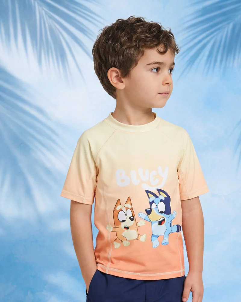 Redtag Boys Orange Bluey Rashguard T-Shirt