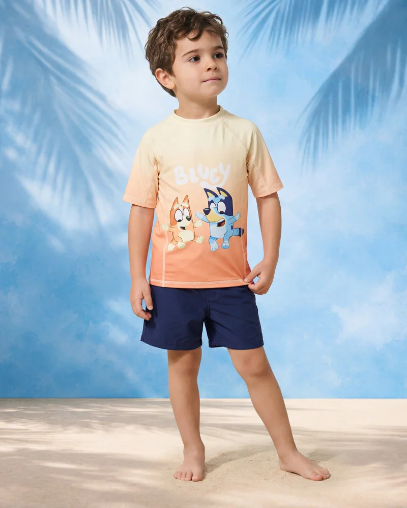 Redtag Boys Orange Bluey Rashguard T-Shirt