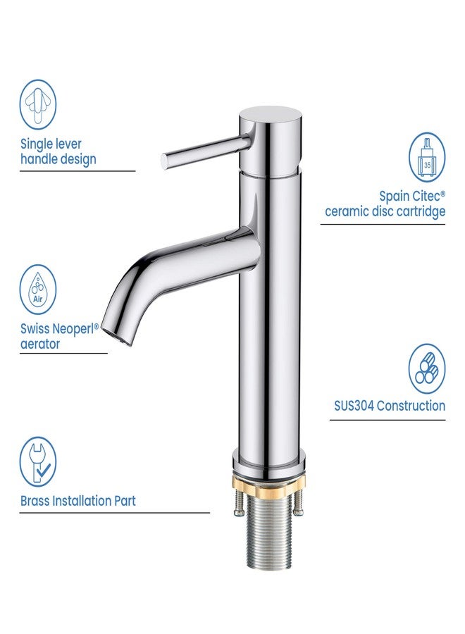 كيبي صنبور حوض حمام KIBI Value بمقبض واحد من الفولاذ المقاوم للصدأ، بلمسة نهائية من الكروم، مع تصريف منبثق - فوهة عالية القوس | مقاوم للتآكل، يعمل بسلاسة ويتدفق الماء باستمرار (F201) - Image 4