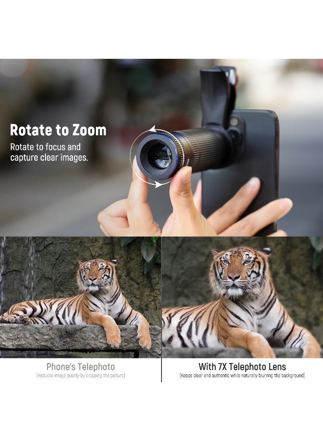 نيوير عدسة تقريب للهاتف NEEWER 7X الجيل الثاني مع مشبك لولبي 17 ملم – عدسة تصوير بتكبير بصري لهواتف iPhone 15/16 Pro Max وSamsung S24 Ultra – مثالية لتصوير المناظر والحياة البرية - Image 3