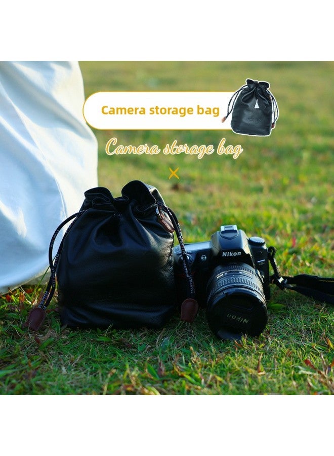 Leather Camera Bag Waterproof Plush Single Reflex Bag Handbag Inner Bag Portable Crossbody Shockproof Breathable Unisex-Color:Lambskin Laika Jacquard Small Size  - Image 1