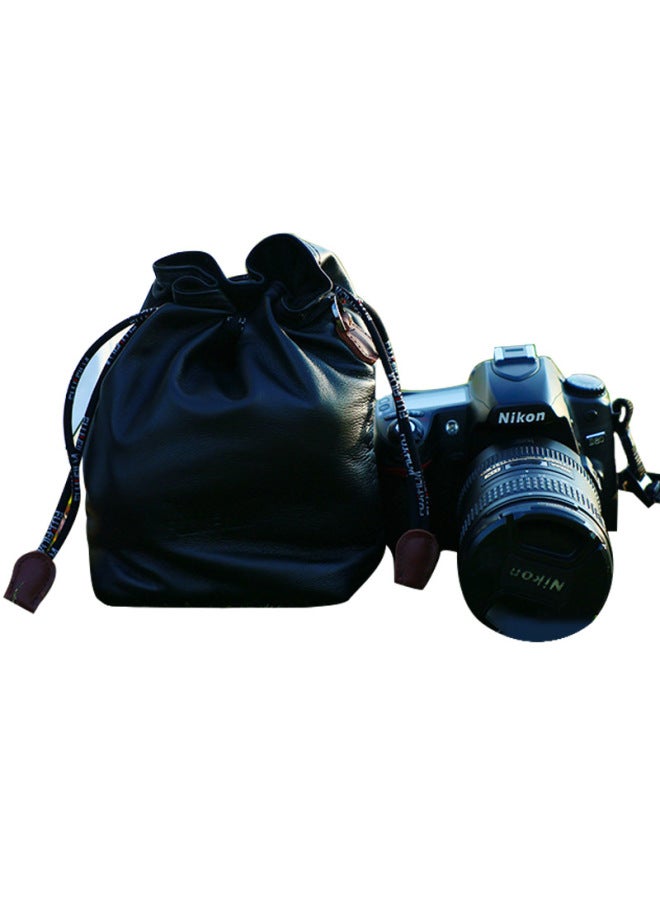 Leather Camera Bag Waterproof Plush Single Reflex Bag Handbag Inner Bag Portable Crossbody Shockproof Breathable Unisex-Color:Lambskin Laika Jacquard Small Size  - Image 5