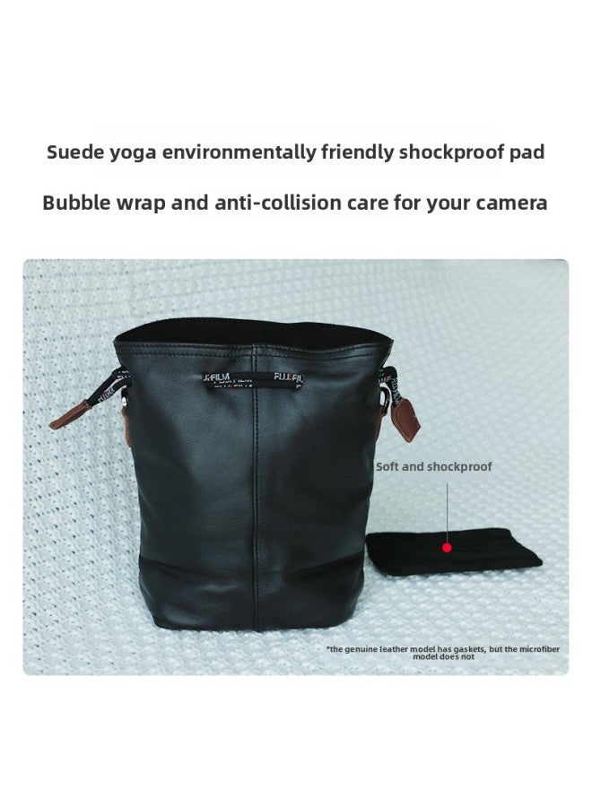 Leather Camera Bag Waterproof Plush Single Reflex Bag Handbag Inner Bag Portable Crossbody Shockproof Breathable Unisex-Color:Lambskin Laika Jacquard Small Size  - Image 4