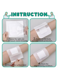 GNAFOTU 20 PCS Adhesive Island Dressing Bordered Gauze Wound Dressing Breathable Square Bandage Waterproof Gauze with Pad Individually Packed Pouches Tapes for Blister Wound Care ,4 x 4 Inch  - Image 4