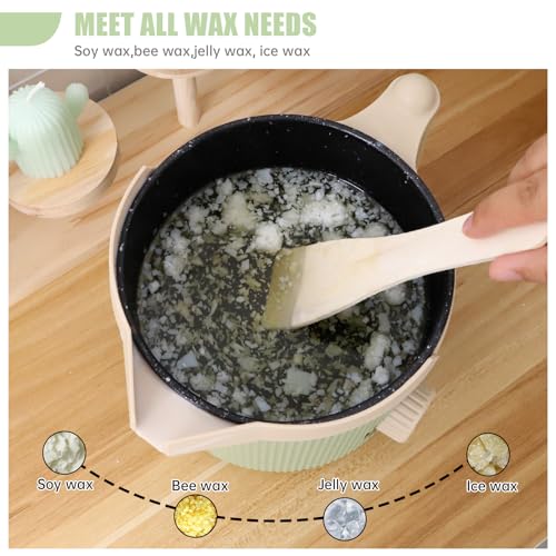 TOAUTO 3Lbs Green Wax Melting Pot Handheld Candle Melting Pot with Two Power Adjustment Easy Pouring Spout Non-Stick Coating for Candle DIY Hobbyist - Image 5