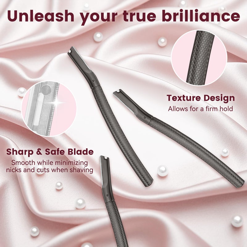 derloyo Eyebrow Razor with 12 Blades, Face Razors for Women and Men,Dermaplane Razor for Women Face, Facial Hair Removal for & Eyebrow Hair Removal - Black - Image 2
