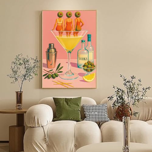 Camocin Framed Paint by Numbers Kit for Adults - Cocktail Paint by Numbers with Frame for Beginner, Retro Cocktail Acrylic Adult Painting by Number Kits on Canvas Framed for Gift Decor 8 x 12 Inch - Image 2
