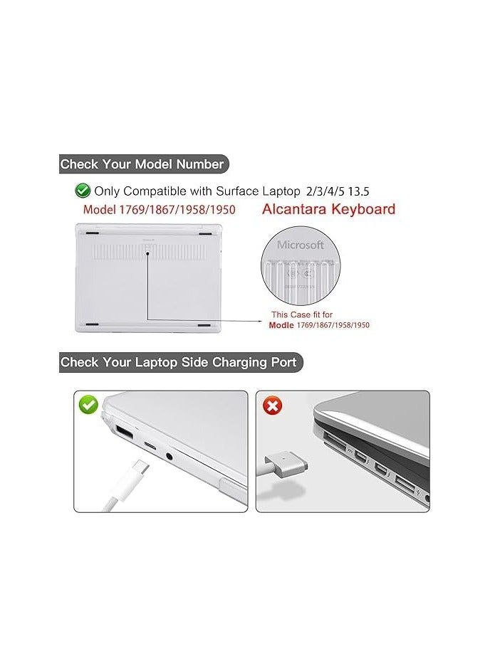 Laptop Case Compatible with 13.5 inch Microsoft Surface Laptop 5/4/3/2 (Model 1769/1867/1958/1950) Smooth Shiny Plastic Hard Shell - Image 2