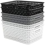 Eagrye 6-Pack 10.4-Inch x 7.6-Inch x 4.05-Inch Plastic Storage Basket, Woven Basket Bin - Image 1