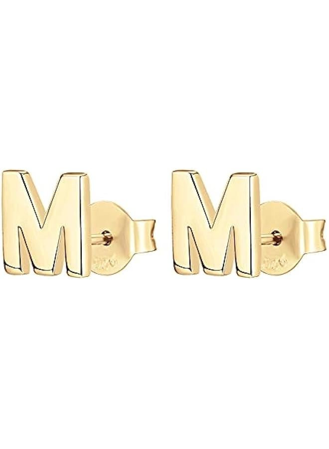 PAVOI 14K Gold Plated Sterling Silver Alphabet Letter Earrings | Personalized Initial Earrings - Image 2