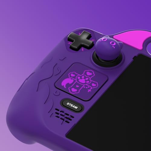 PlayVital Cute Demon Protective Case for Steam Deck LCD OLED Kawaii AntiSlip Protector for Steam Deck OLED with Thumb Grip Caps Trackpads Stickers Back Button Enhancement Set Purple - Image 3