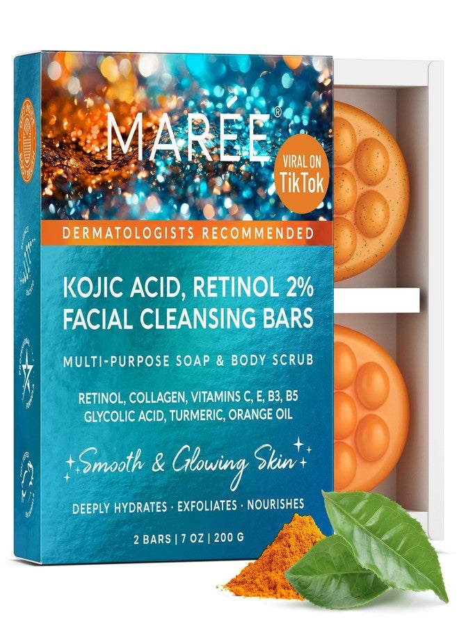 MAREE Kojic Acid Soap & Scrub - Brightening Kojic Acid and Turmeric Soap for Dark Spot and Hyperpigmentation - Dark Spot Remover for Face & Body Wash - Acido Kojico Cream Bar Soaps - Image 1