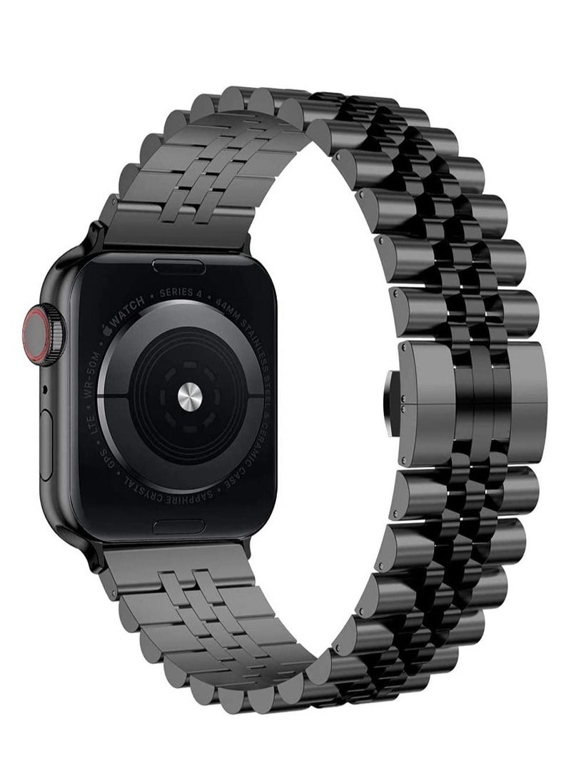 Compatible with Apple Watch Band 41mm 40mm 38mm, Stainless Steel Heavy Band with Butterfly Folding Clasp Link Bracelet for iWatch Series8/7/6/ SE Series 5/4/3/Men Women - Image 1