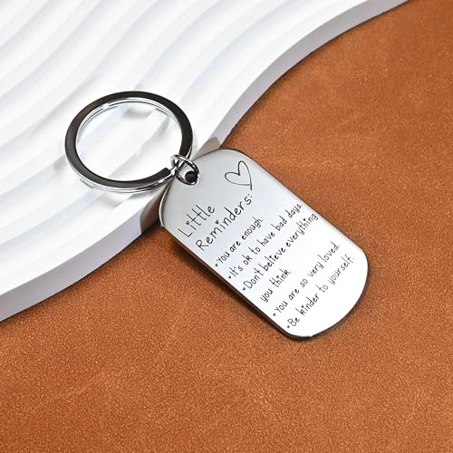 OUMILAN Little Reminders Keychain Inspiration Gifts for Women Men Affirmation Uplifting Mental Health You Are Enough Keyring (Silver) - Image 3