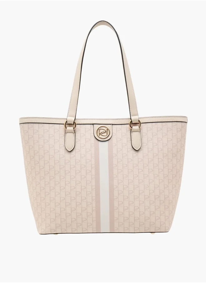 بابريكا Women's Monogram Print Tote Bag with Double Handle and Zip Closure