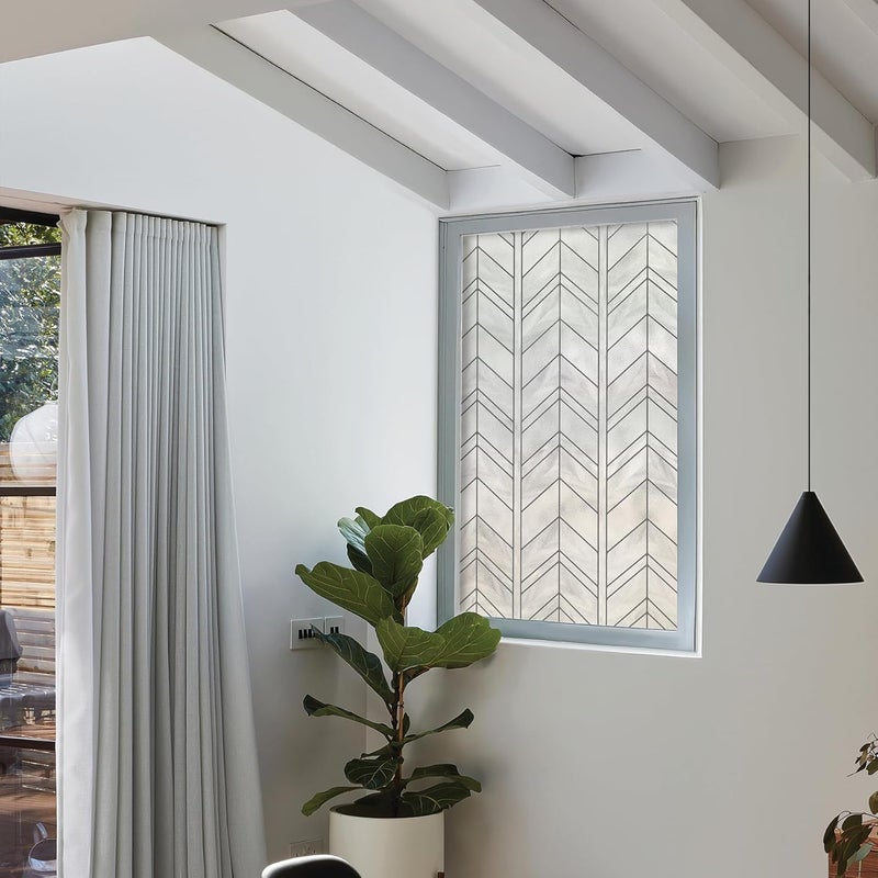 Artscape Chevron 24 x 36 Inch Window Film, Made in USA – Provides Privacy, Non-Adhesive, Textured Leaded Glass Pattern, UV Protection, Easy to Apply and Removable - Image 2