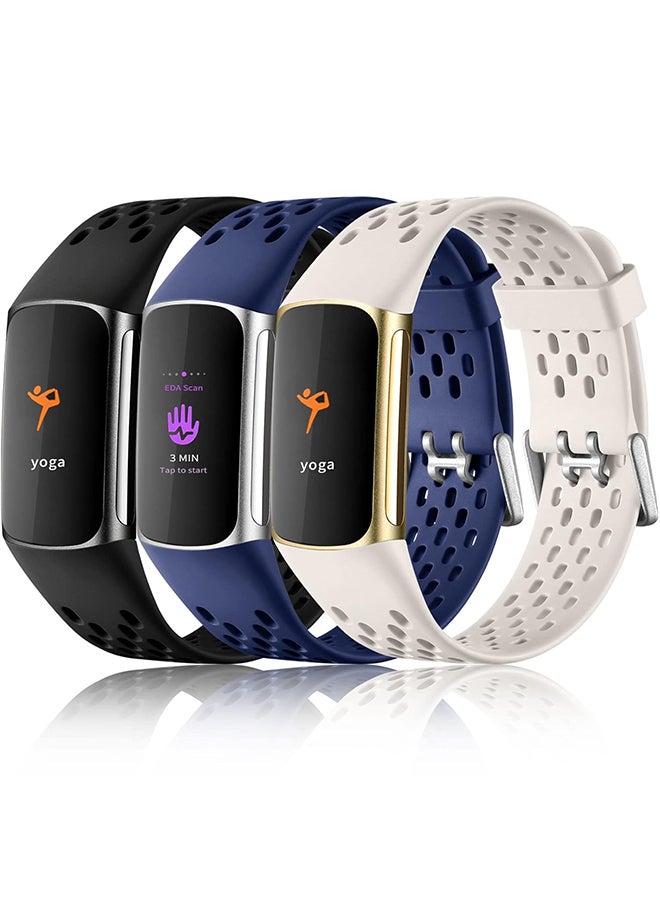O Ozone (Pack of 3) Silicone Band For Fitbit Charge 6 Bands/Fitbit Charge 5 Bands| Soft Silicone Adjustable  Sport Replacement Wristbands Strap- Multicolor - Image 1