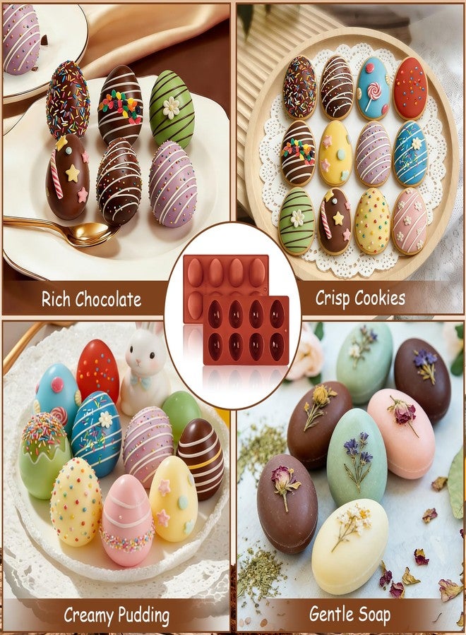 Morofme 2pcs Easter Egg Silicone Molds 8 Cavity Eggs Pan Baking Egg Chocolate Molds Easter Candy Mold Eggs Shape Jello Mold for DIY Craftwork Soap Wax Dessert Cookie Pudding Ice Cube - Image 4