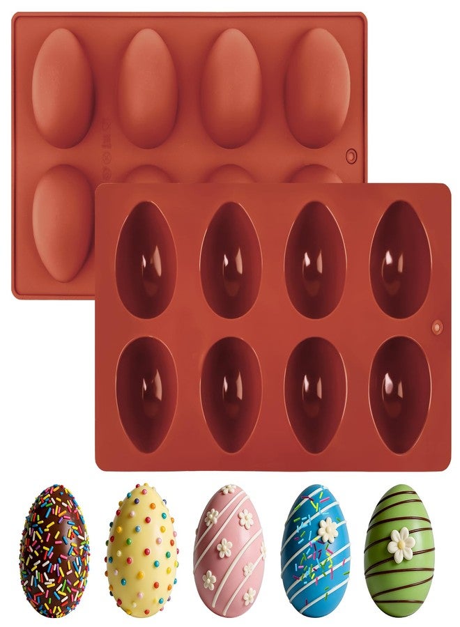 Morofme 2pcs Easter Egg Silicone Molds 8 Cavity Eggs Pan Baking Egg Chocolate Molds Easter Candy Mold Eggs Shape Jello Mold for DIY Craftwork Soap Wax Dessert Cookie Pudding Ice Cube - Image 1