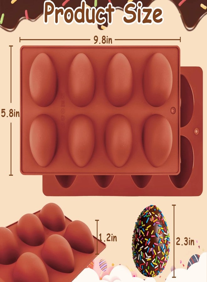 Morofme 2pcs Easter Egg Silicone Molds 8 Cavity Eggs Pan Baking Egg Chocolate Molds Easter Candy Mold Eggs Shape Jello Mold for DIY Craftwork Soap Wax Dessert Cookie Pudding Ice Cube - Image 2
