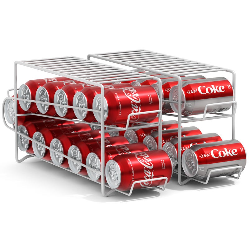 Sorbus Soda Can Rack Beverage Dispenser Dispenses 12 Standard Size 12oz Cans - Refrigerator Can Dispenser Rack (2 Pack, White) - Image 1
