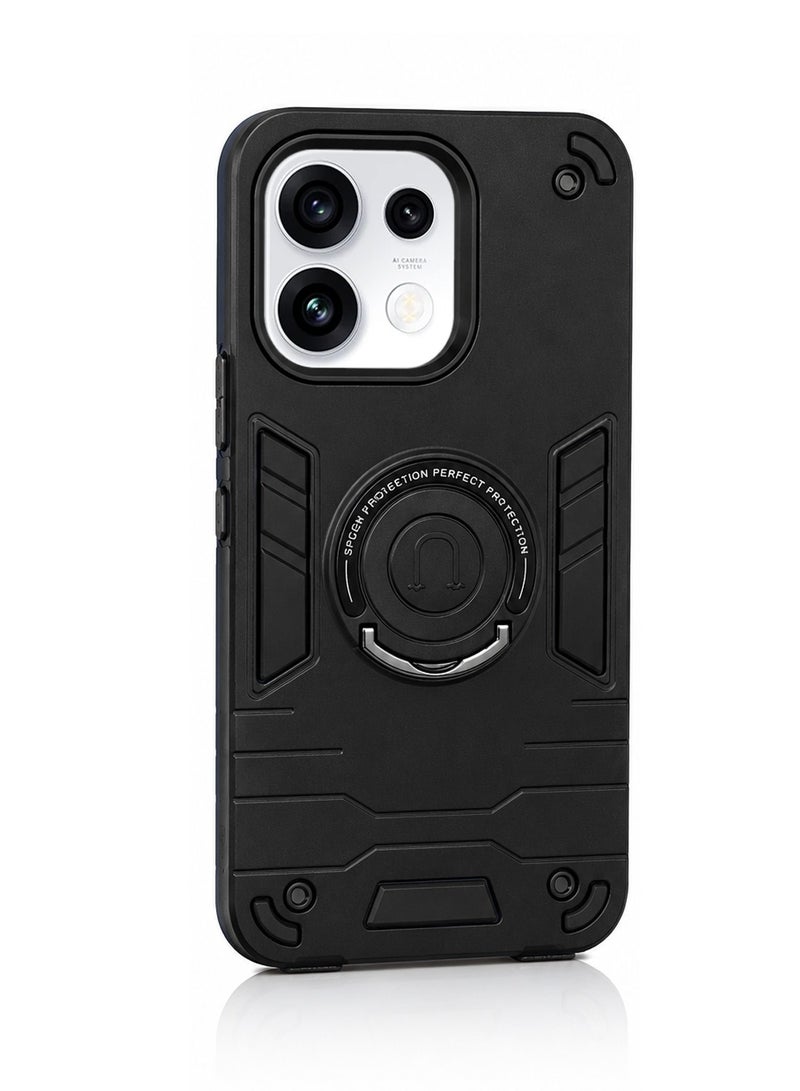 Wtech Oppo Reno16 5G 2026 / Reno16 Pro 5G 2026 Full Protective Military Grade Dual Layer Shockproof Cover Rugged Protection with Kickstand Case Cover - Black - Image 2