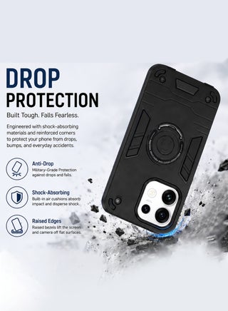 غطاء حماية كامل بدرجة عسكرية مزدوج الطبقة صلب ومقاوم للصدمات لهاتف Oppo Reno16 5G 2026 / Reno16 Pro 5G 2026 مع قاعدة دعم للعرض - أسود - view 5