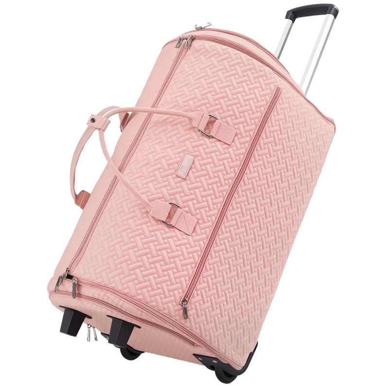 LOEUO 93L Carry on Garment Duffle Bag with Wheels, Folding Convertible Rolling Garment Bag for Travel with Shoes Compartment, Wheeled Waterproof Suit Bag Travel for Men Women - Image 1
