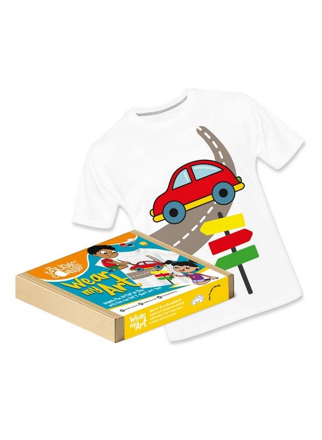 the talking canvas The Talking Canvas Art and Crafts T-Shirt Painting Craft Kit - Art Activity for Kids | Wear Your Art | Holi Gifts - Car Design | Age 11-12 Years - Image 1