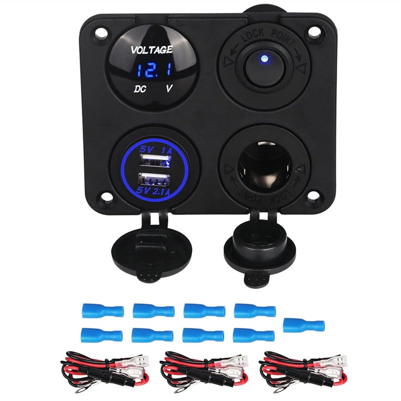 Wivplex 4 Hole Panel Dual USB Charger with Voltmeter - Image 1