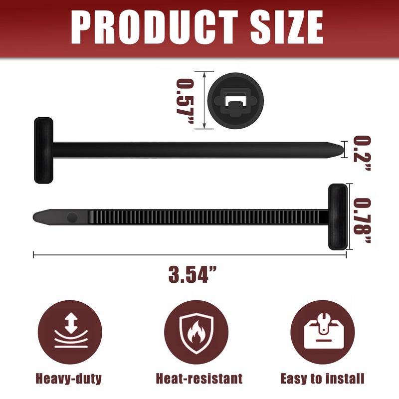 BWEALT 200 Pack Nylon Universal Cable Tie Buckle Zip Tie, Heavy Duty Self-Locking Push Pin with Button Fixion Tools, UV Resistant Plastic Rivet Fasteners for Car Auto Repair (Fender, Bumper, Trunk Liner) - Image 2