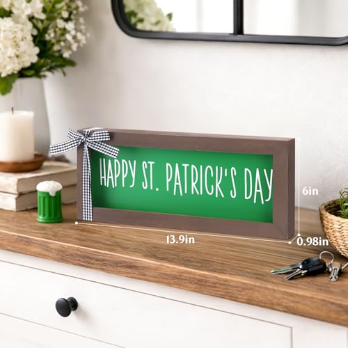 Hekocap St Patricks Day Decor - Wooden Happy St Patricks Day Sign, Farmhouse Saint Patricks Day Table Decor, St. Patricks day decor for Table Wall Shelf Mantel Fireplace, Home & Office - Image 5