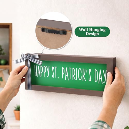 Hekocap St Patricks Day Decor - Wooden Happy St Patricks Day Sign, Farmhouse Saint Patricks Day Table Decor, St. Patricks day decor for Table Wall Shelf Mantel Fireplace, Home & Office - Image 4