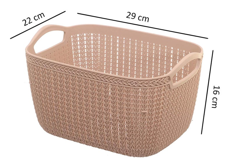 Kuber Industries Plastic Multipurpose Large Size Flexible Rectangular Storage Baskets/Fruit Vegetable Bathroom Stationary Home Basket With Handles (Peach) -Ctktc042879 - Image 5