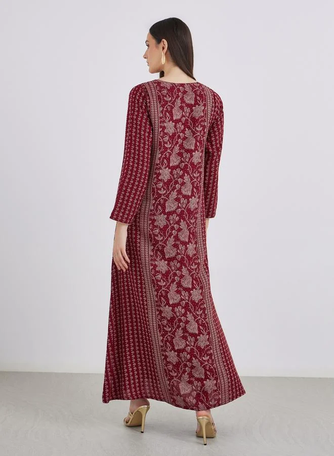 Maxim Creation Maxim Creation Golden Jari Thread V Neck Jalabiya