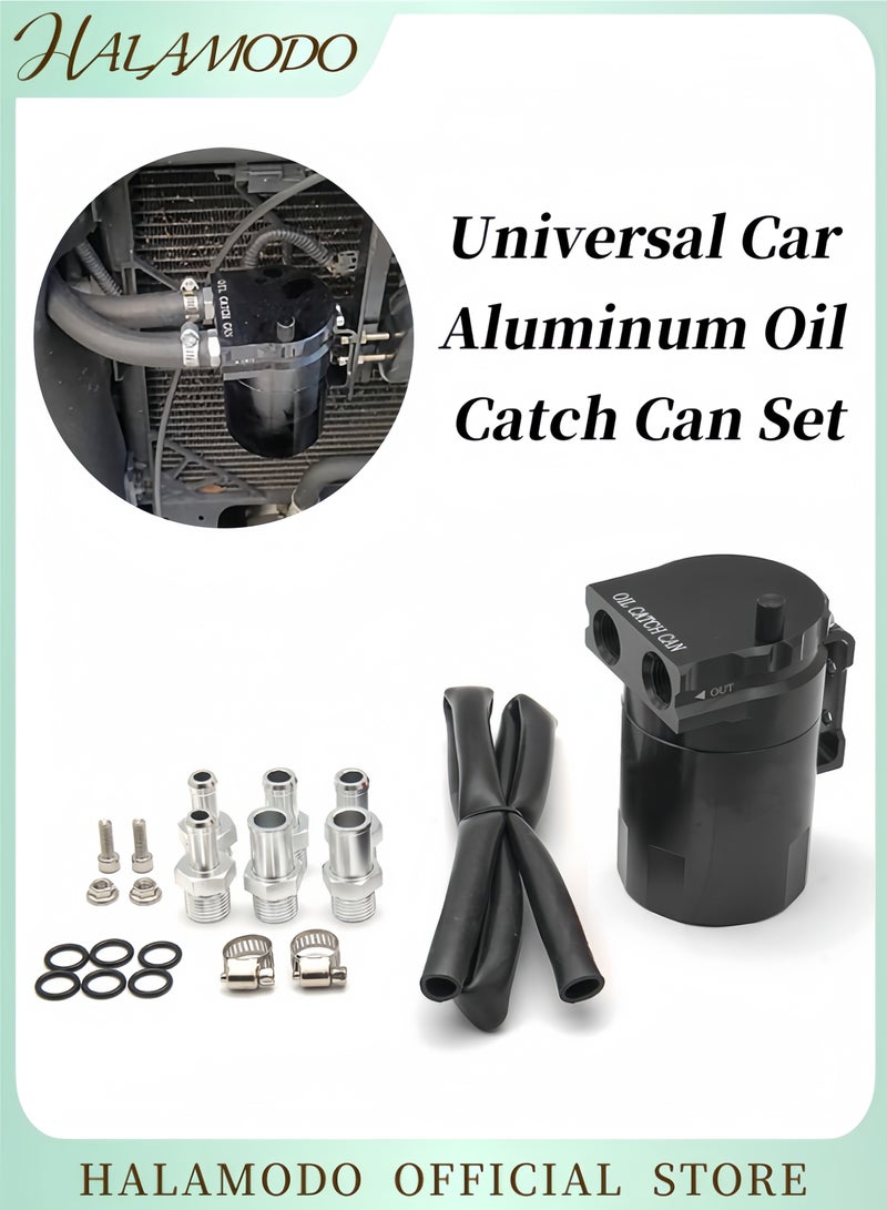 Generic Universal Car Aluminum Oil Catch Can Set Oil Separator Catch Can Polish Baffled Engine Air Oil Separator Tank Reservoir Kit 300ML  - Image 1