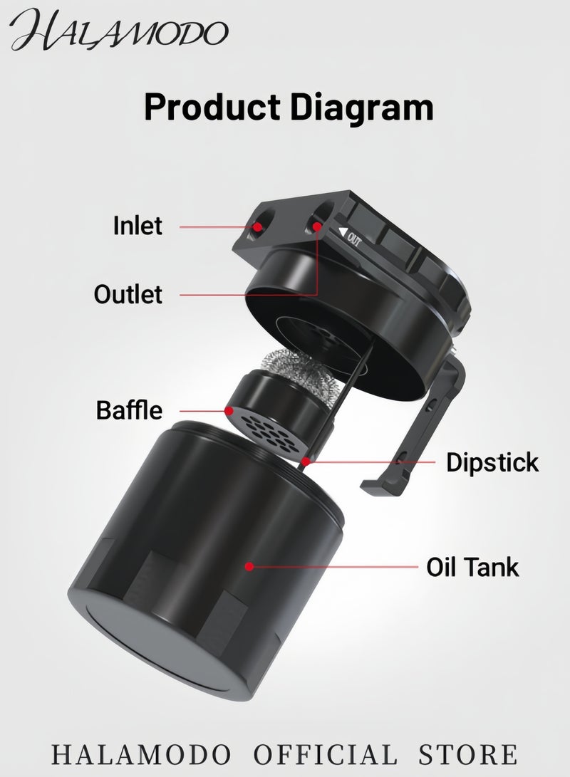 Generic Universal Car Aluminum Oil Catch Can Set Oil Separator Catch Can Polish Baffled Engine Air Oil Separator Tank Reservoir Kit 300ML  - Image 2