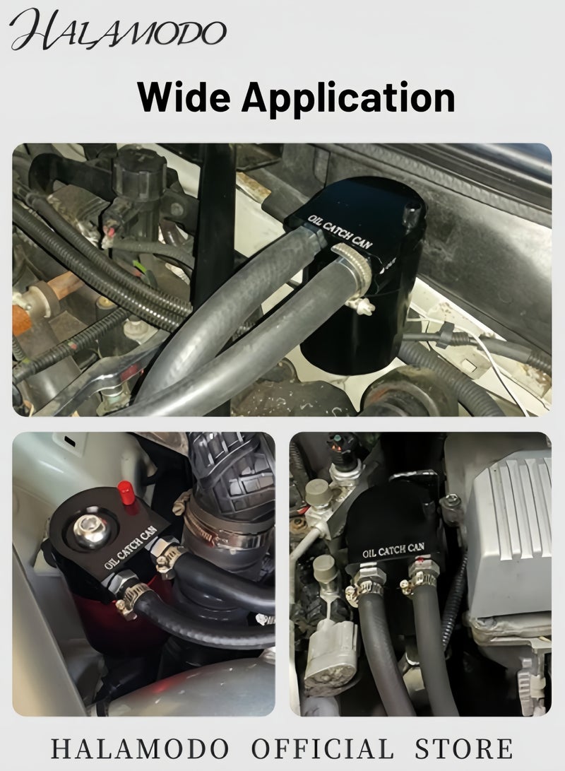 Generic Universal Car Aluminum Oil Catch Can Set Oil Separator Catch Can Polish Baffled Engine Air Oil Separator Tank Reservoir Kit 300ML  - Image 5