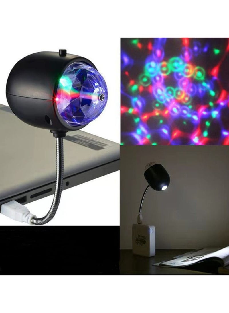 USB Night Light Portable Mini Magic Ball Rotating Colorful LED Stage Light for Party Bending Freely Portable Auto Roof Lights Decoration for Car/Ceiling/Bedroom/Party  - Image 5