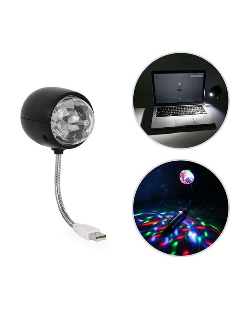 USB Night Light Portable Mini Magic Ball Rotating Colorful LED Stage Light for Party Bending Freely Portable Auto Roof Lights Decoration for Car/Ceiling/Bedroom/Party  - Image 2