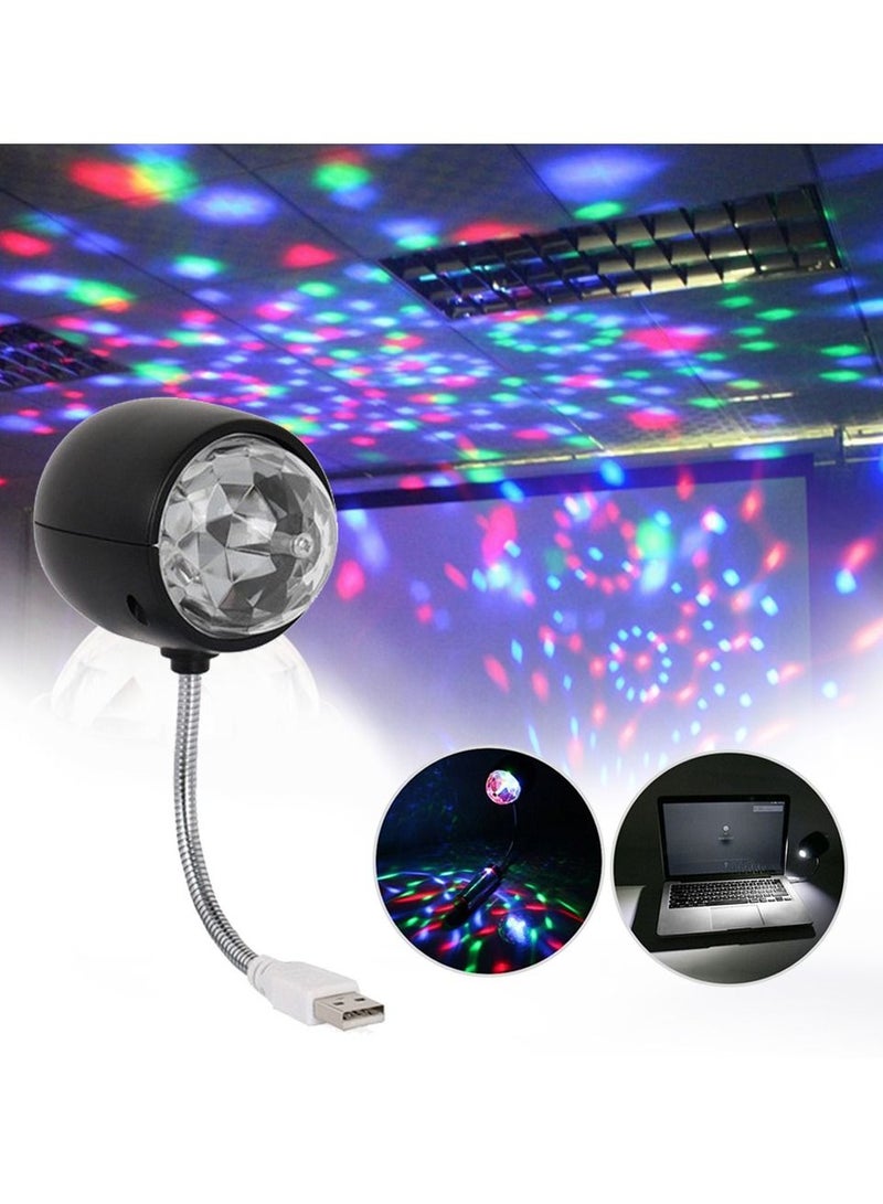 USB Night Light Portable Mini Magic Ball Rotating Colorful LED Stage Light for Party Bending Freely Portable Auto Roof Lights Decoration for Car/Ceiling/Bedroom/Party  - Image 1