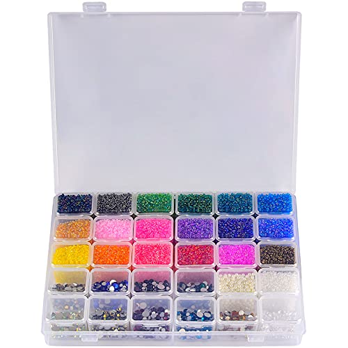 30 Grids Large Diamond Painting Storage Art Accessories Tools Containers Case Plastic Bead Organizer 5D Embroidery Accessories for DIY Art Craft and Nail DiamondsBox Only