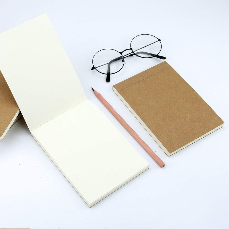 Bingcute 6 Pack Kraft Notebook Note Pad, Blank Page Journal White Sheet Soft Cover Journal Sketch Book 120 Pages/ 60 Sheets Memo Notepads Planner Perfect for Travel School - Image 3